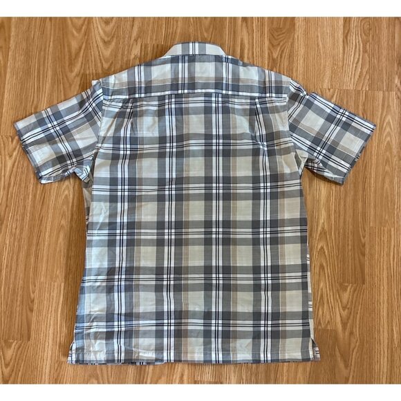 Van Heusen Shirt Short Sleeve Mens Classic Fit Plaid M 15-15 1/2" Gray & Beige - Picture 9 of 10